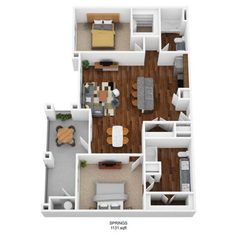 B2C-S floor plan, 2 bedroom and 2 bathroom