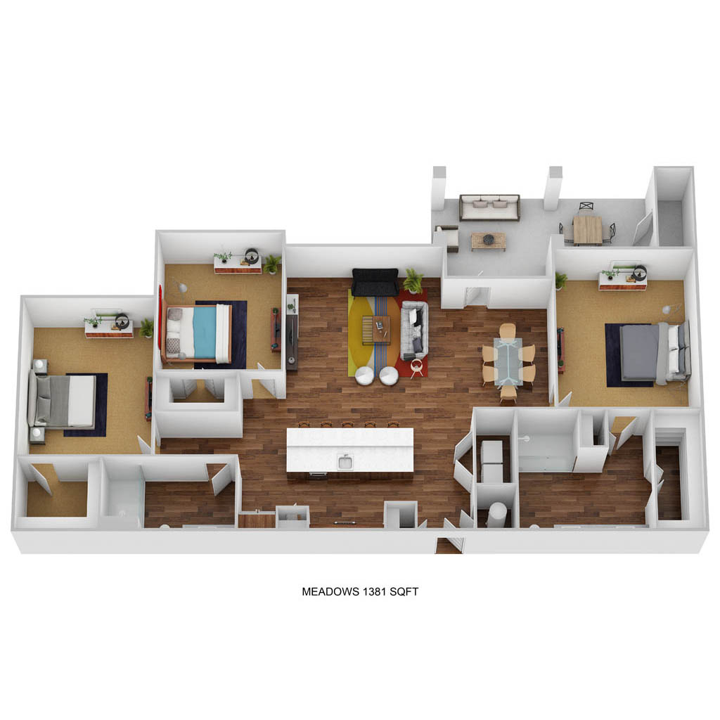 C2A-M floor plan, 3 bedroom and 2 bathroom