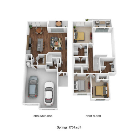 C2B-S floor plan, 3 bedroom and 3 bathroom